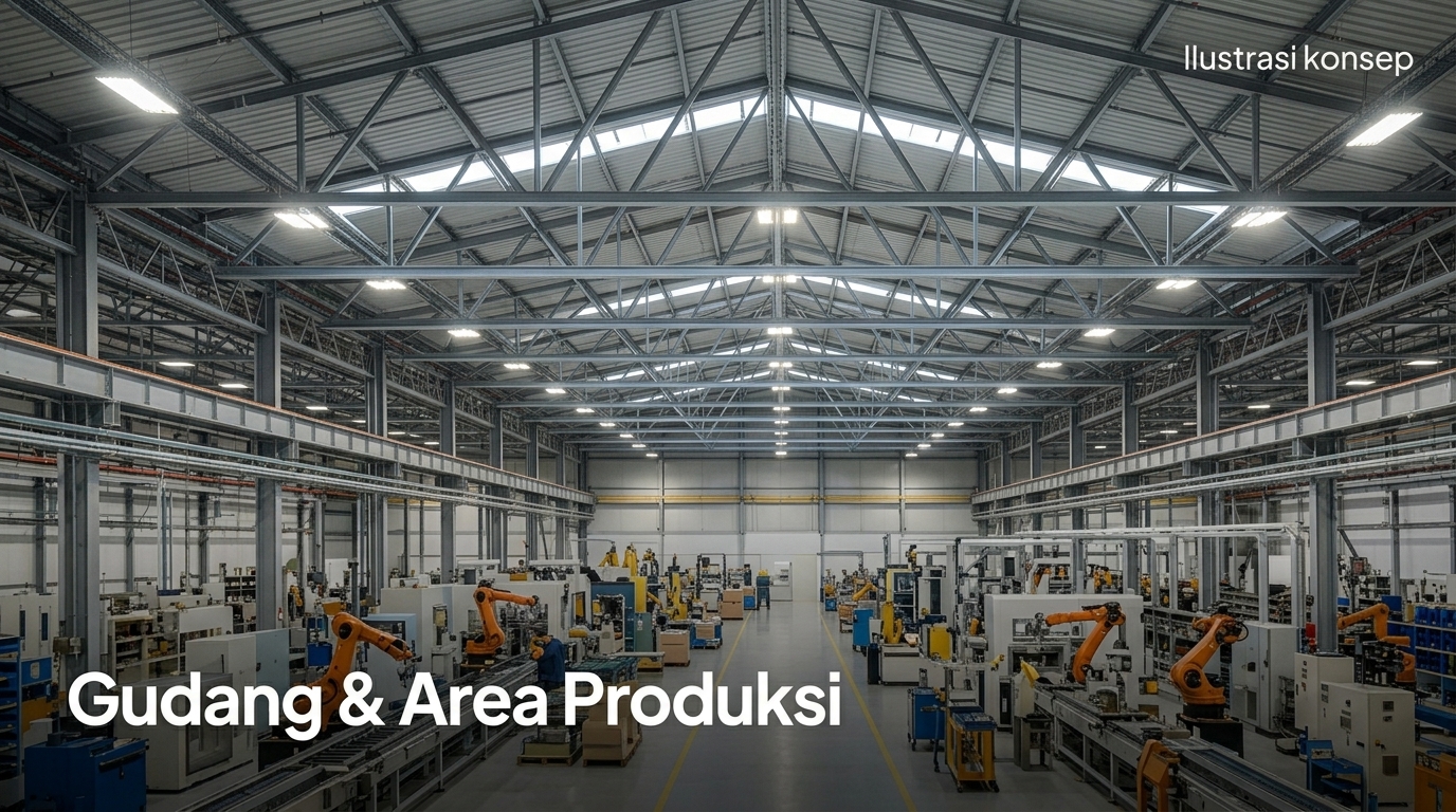 Atap gudang dan area produksi